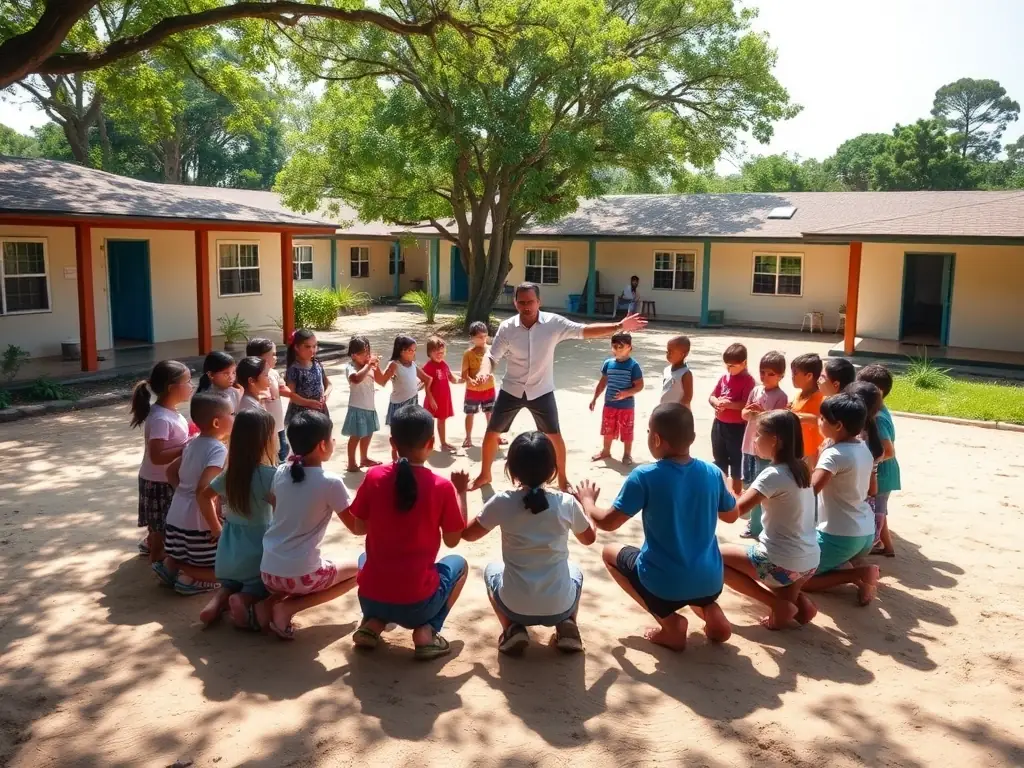 A dynamic image of students practicing Capoeira in a circle, with instructors demonstrating moves and participants engaging actively.
